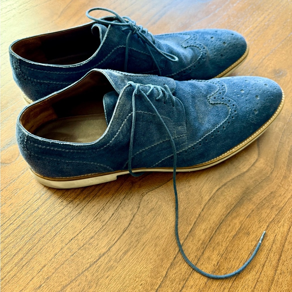 Hugo Boss Navy Suede Oxford Shoes